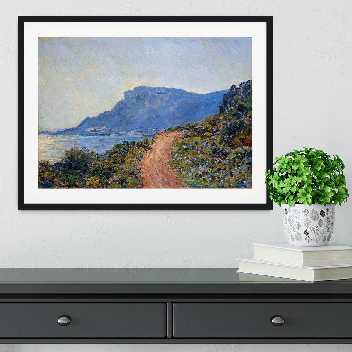 Framed coastal landscape print used as landscape wall art inspiration