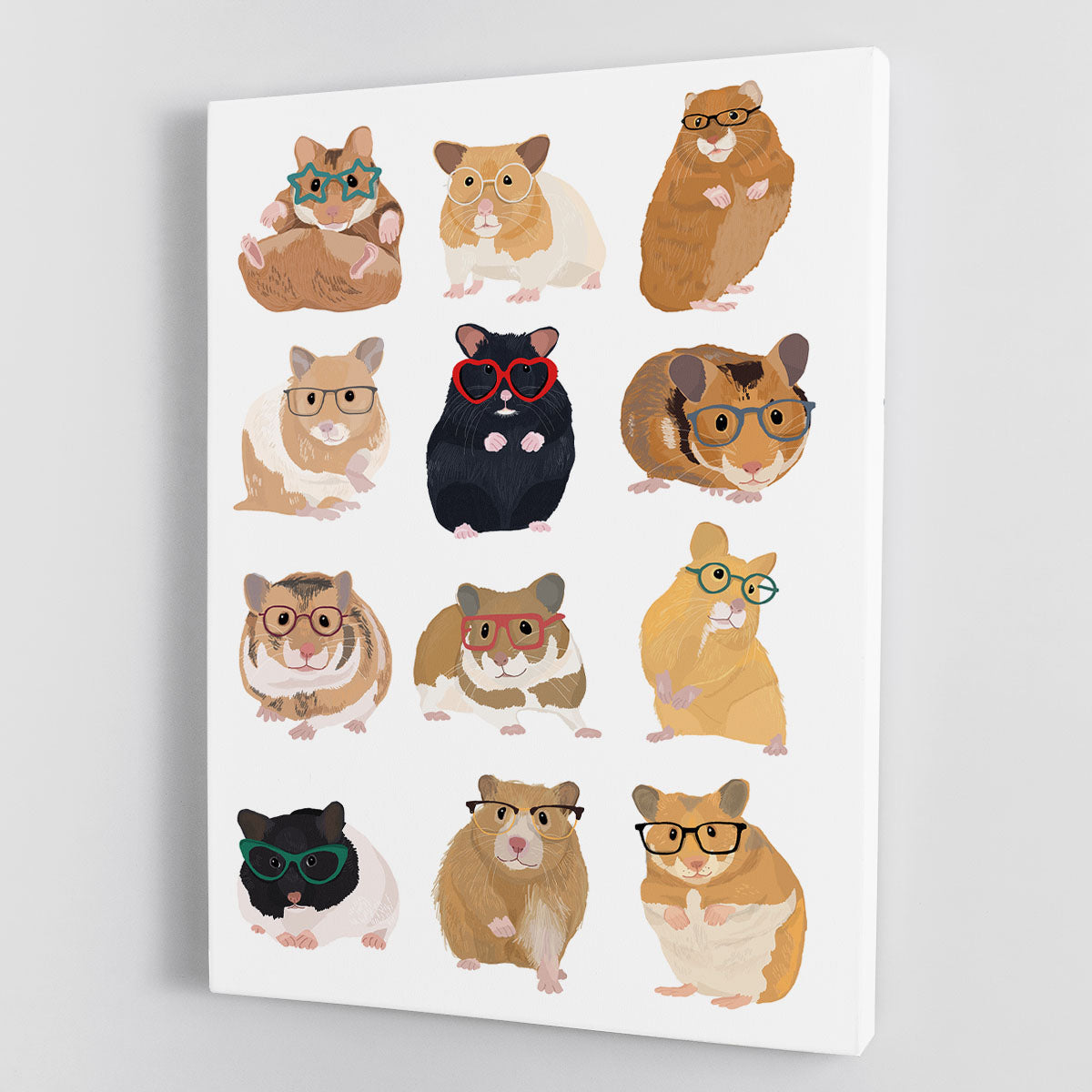 12 Hamsters In Glasses Canvas Print or Poster - 1x - 1