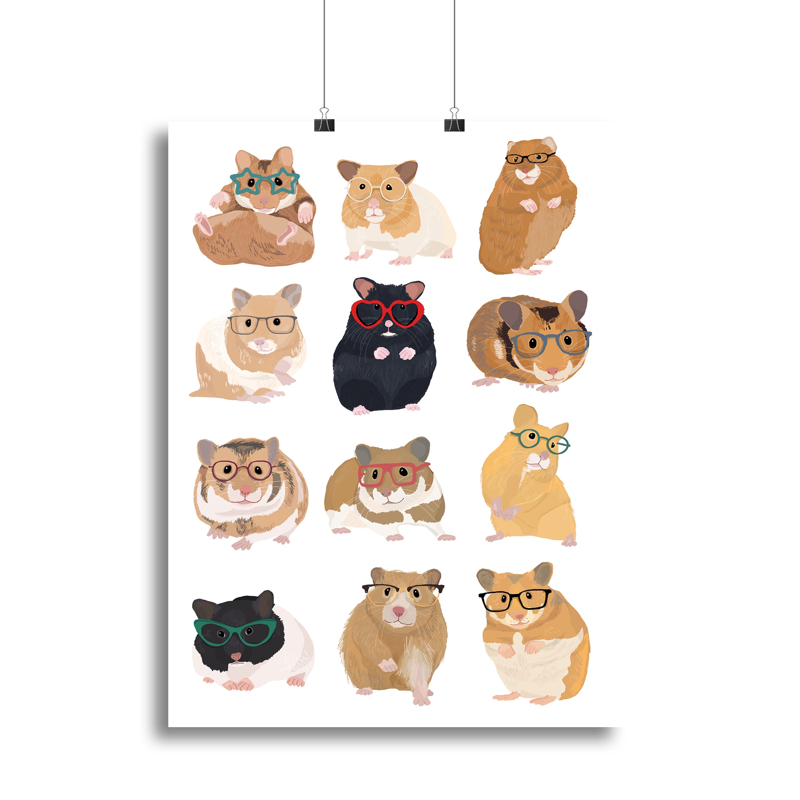 12 Hamsters In Glasses Canvas Print or Poster - 1x - 2