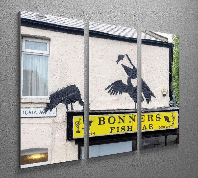 Banksy Bonners Fish Bar 3 Split Panel Canvas Print - Canvas Art Rocks - 2