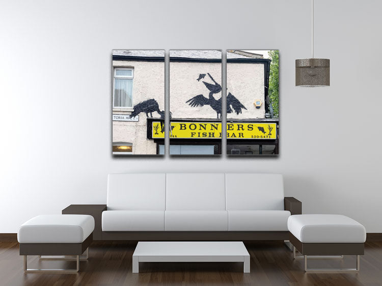 Banksy Bonners Fish Bar 3 Split Panel Canvas Print - Canvas Art Rocks - 3