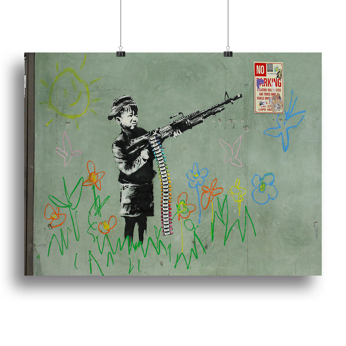 Banksy Crayon Child Soldier Poster - Unframed