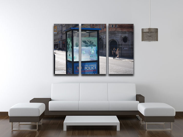 Banksy Fish Police Box 3 Split Panel Canvas Print - Canvas Art Rocks - 3