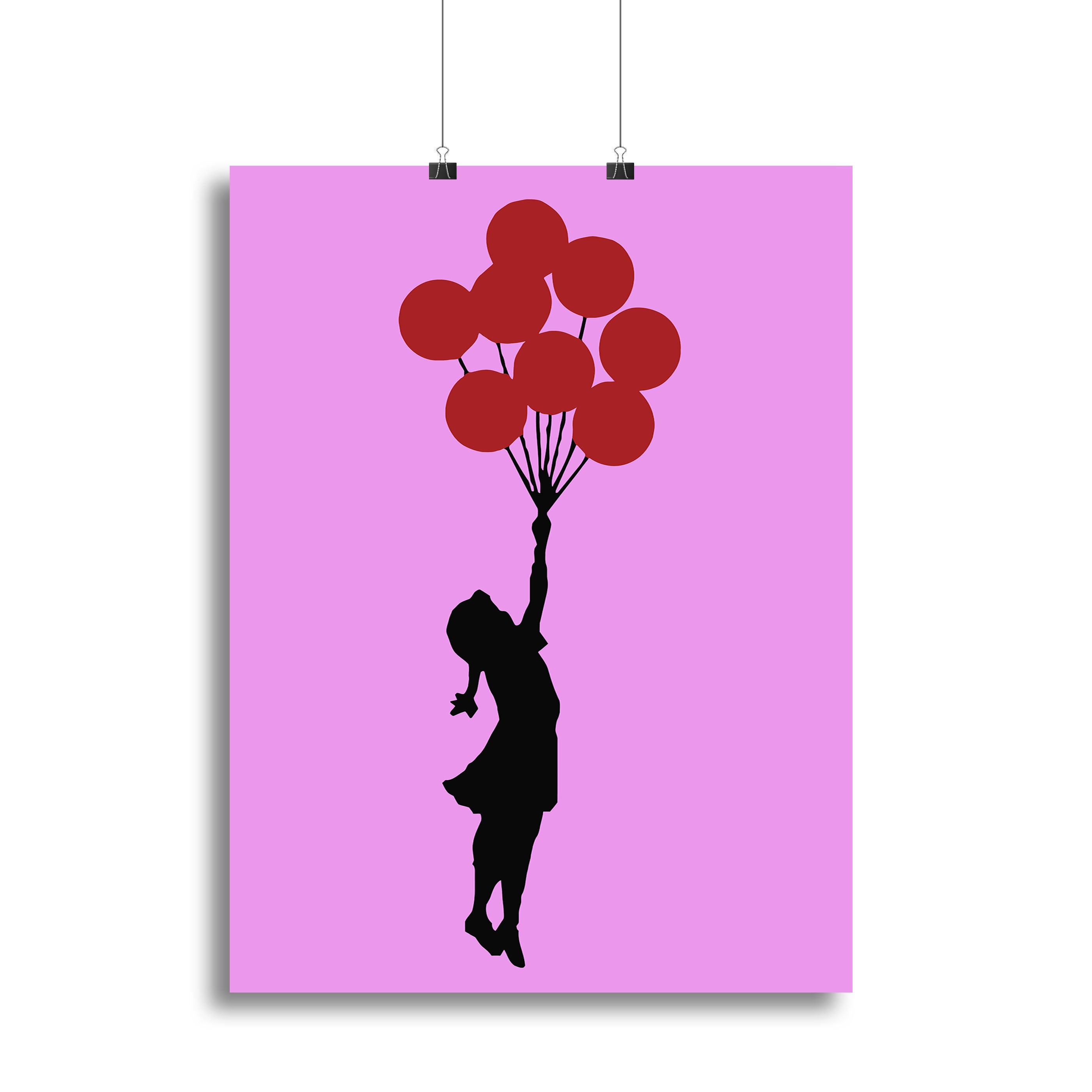 Banksy Flying Balloon Girl Purple Poster - Unframed