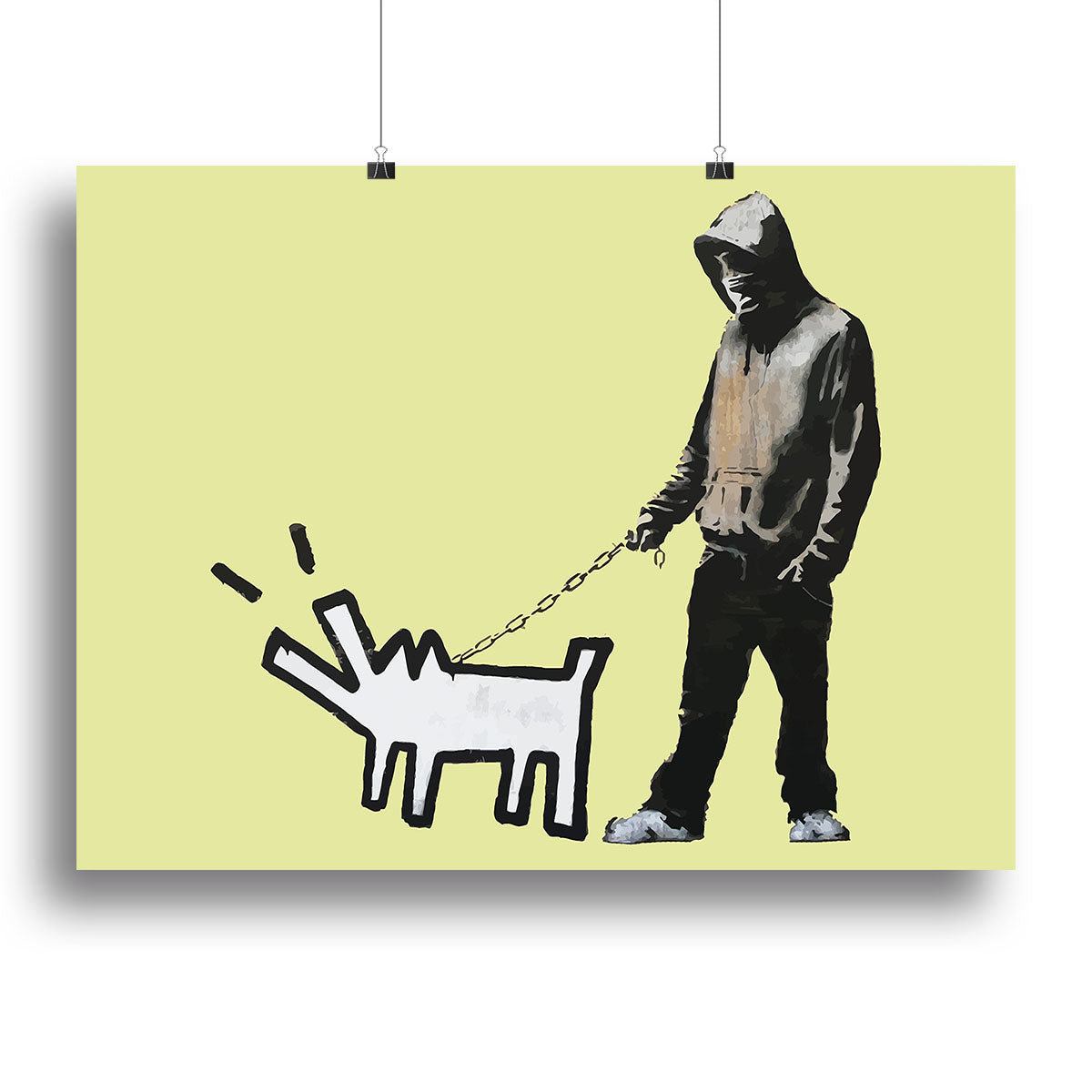 Banksy Keith Haring Dog Yellow Poster - Unframed