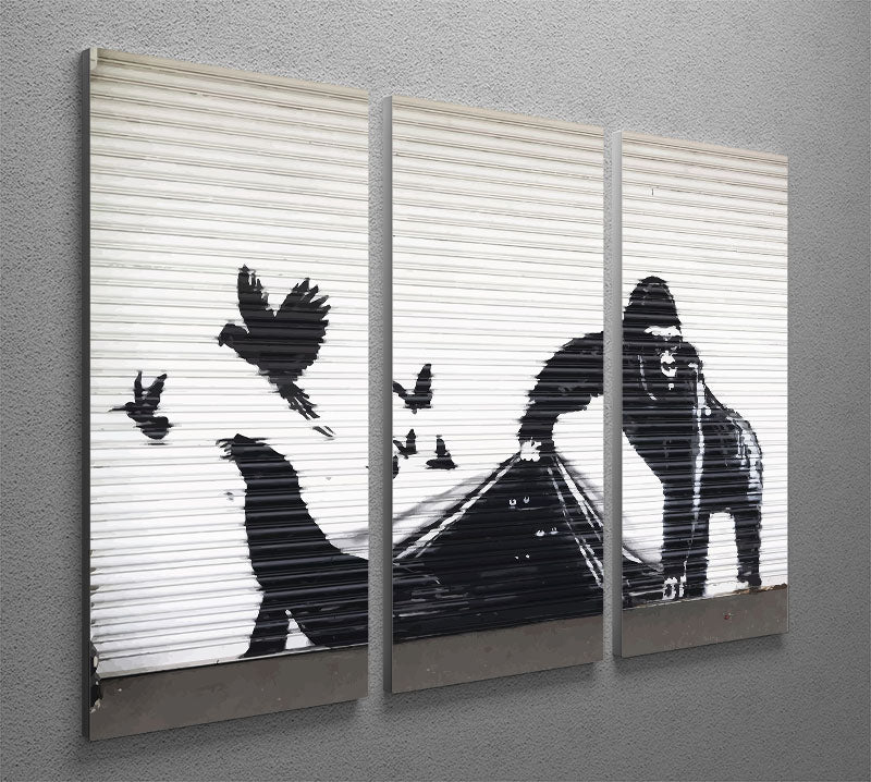 Banksy London Zoo 3 Split Panel Canvas Print - Canvas Art Rocks - 2