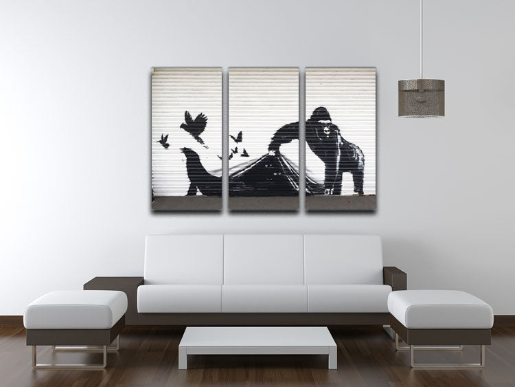 Banksy London Zoo 3 Split Panel Canvas Print - Canvas Art Rocks - 3