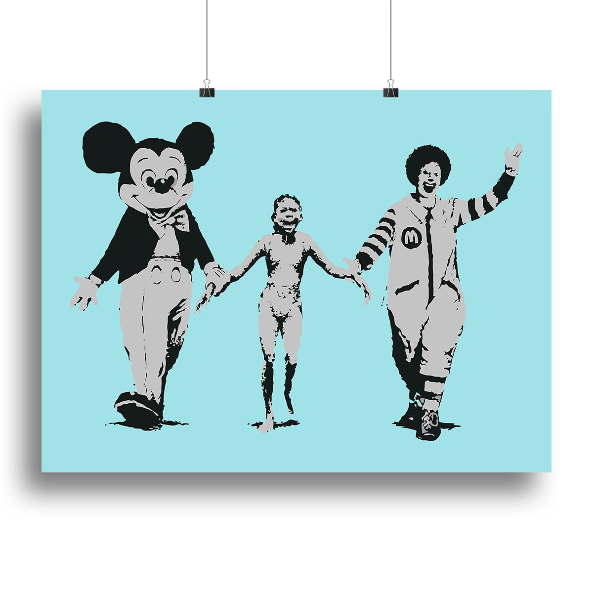 Banksy Mickey and Ronald Light Blue Poster - Unframed