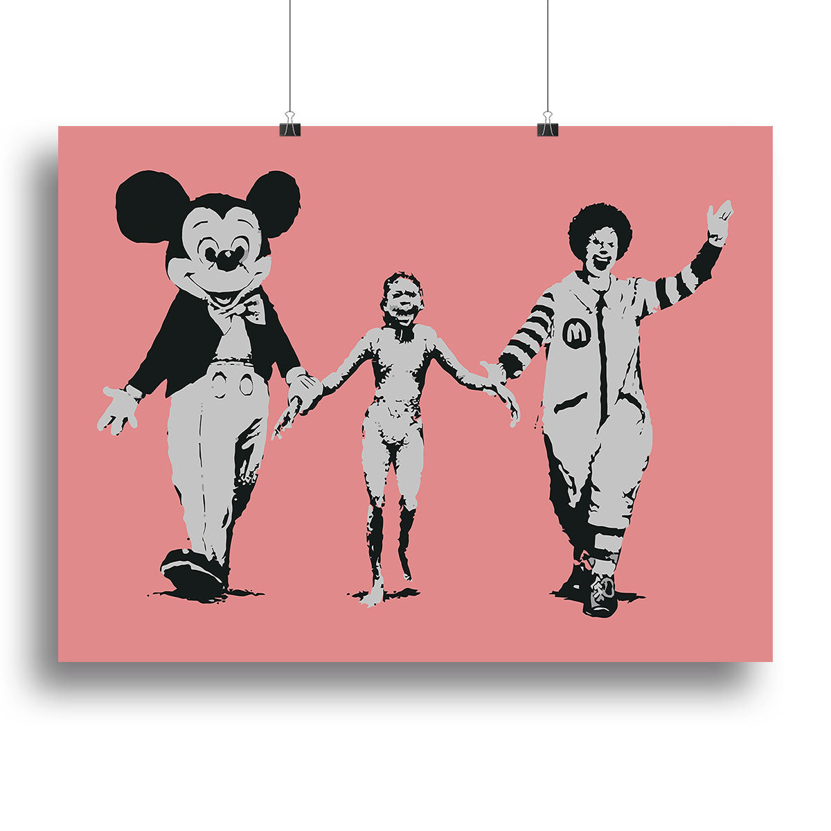Banksy Mickey and Ronald Red Poster - Unframed