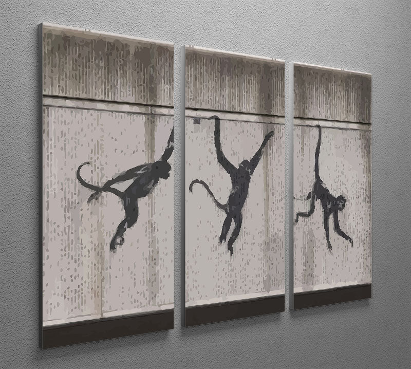 Banksy Monkeys Accross Tube 3 Split Panel Canvas Print - Canvas Art Rocks - 2