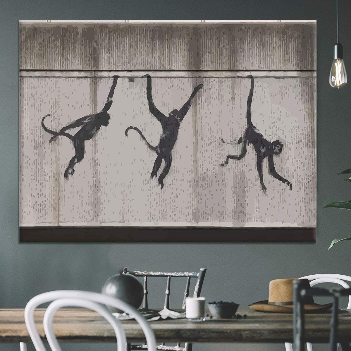 Banksy Monkeys Accross Tube Canvas Print or Poster - Canvas Art Rocks - 3
