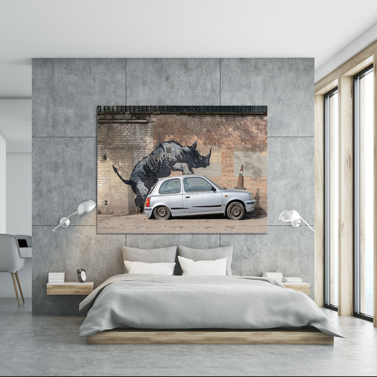 Banksy Rhino In Charlton Canvas Print or Poster - Canvas Art Rocks - 5