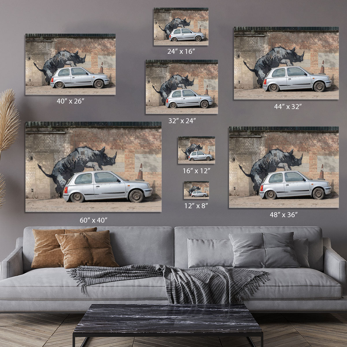 Banksy Rhino In Charlton Canvas Print or Poster - Canvas Art Rocks - 7