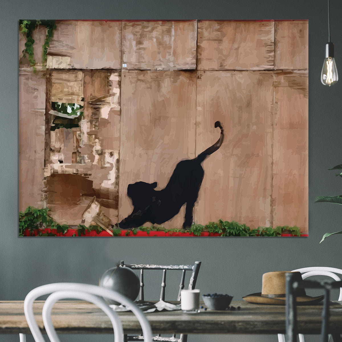 Banksy Stretching Cat Canvas Print or Poster - Canvas Art Rocks - 3