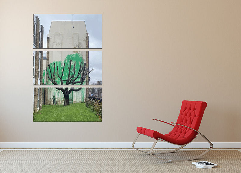 Banksy Tree Finsbury Park 3 Split Panel Canvas Print - Canvas Art Rocks - 2