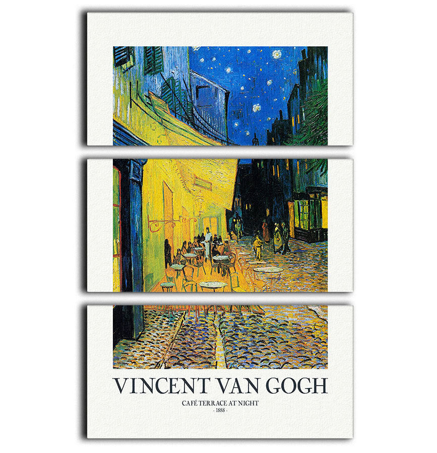 Cafe Terrace At Night Titled 3 Split Panel Canvas Print - Canvas Art Rocks - 1