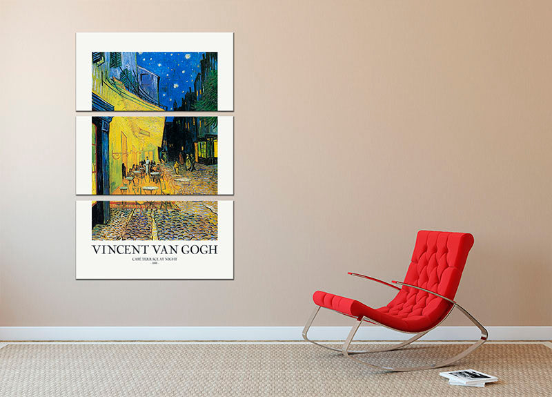 Cafe Terrace At Night Titled 3 Split Panel Canvas Print - Canvas Art Rocks - 2