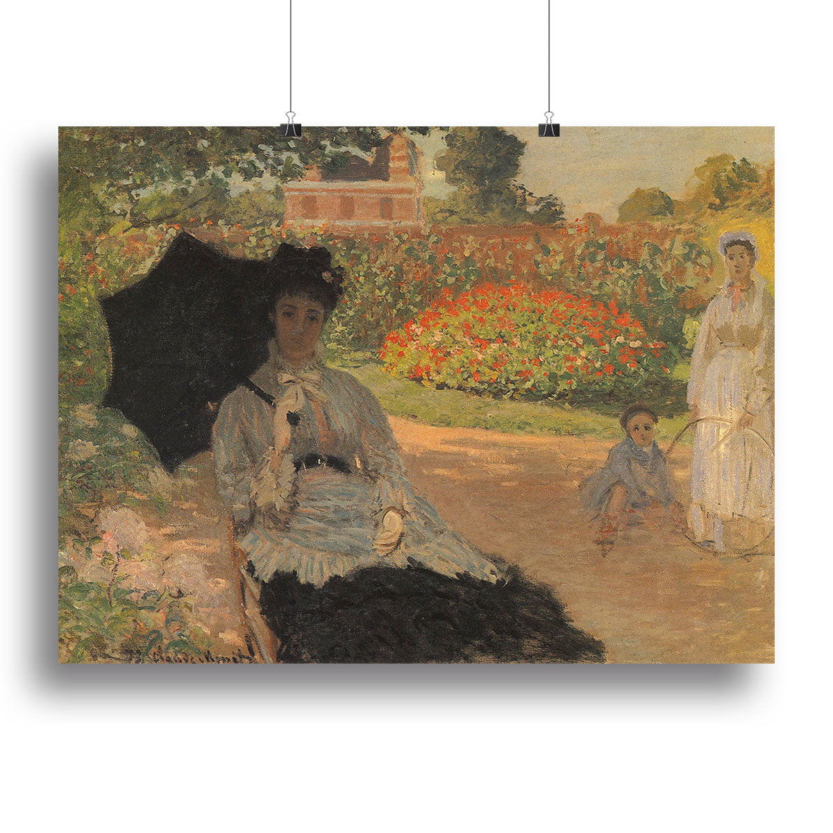 Camille in the garden with Jean and his nanny by Monet Poster - Unframed