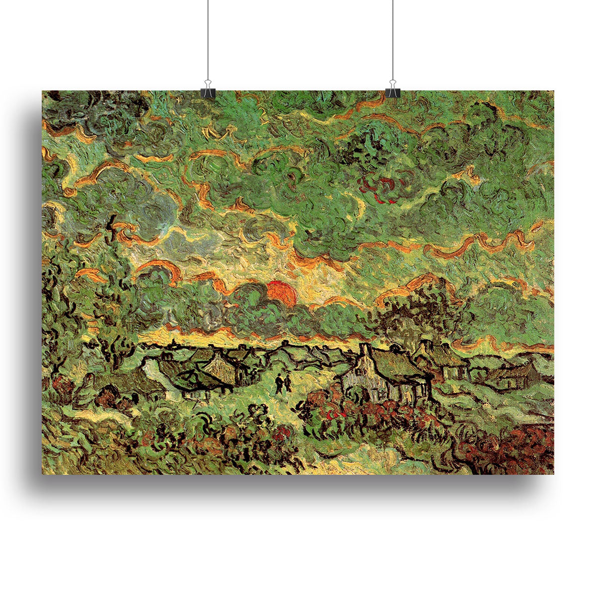 Cottages and Cypresses Reminiscence of the North by Van Gogh Poster - Unframed