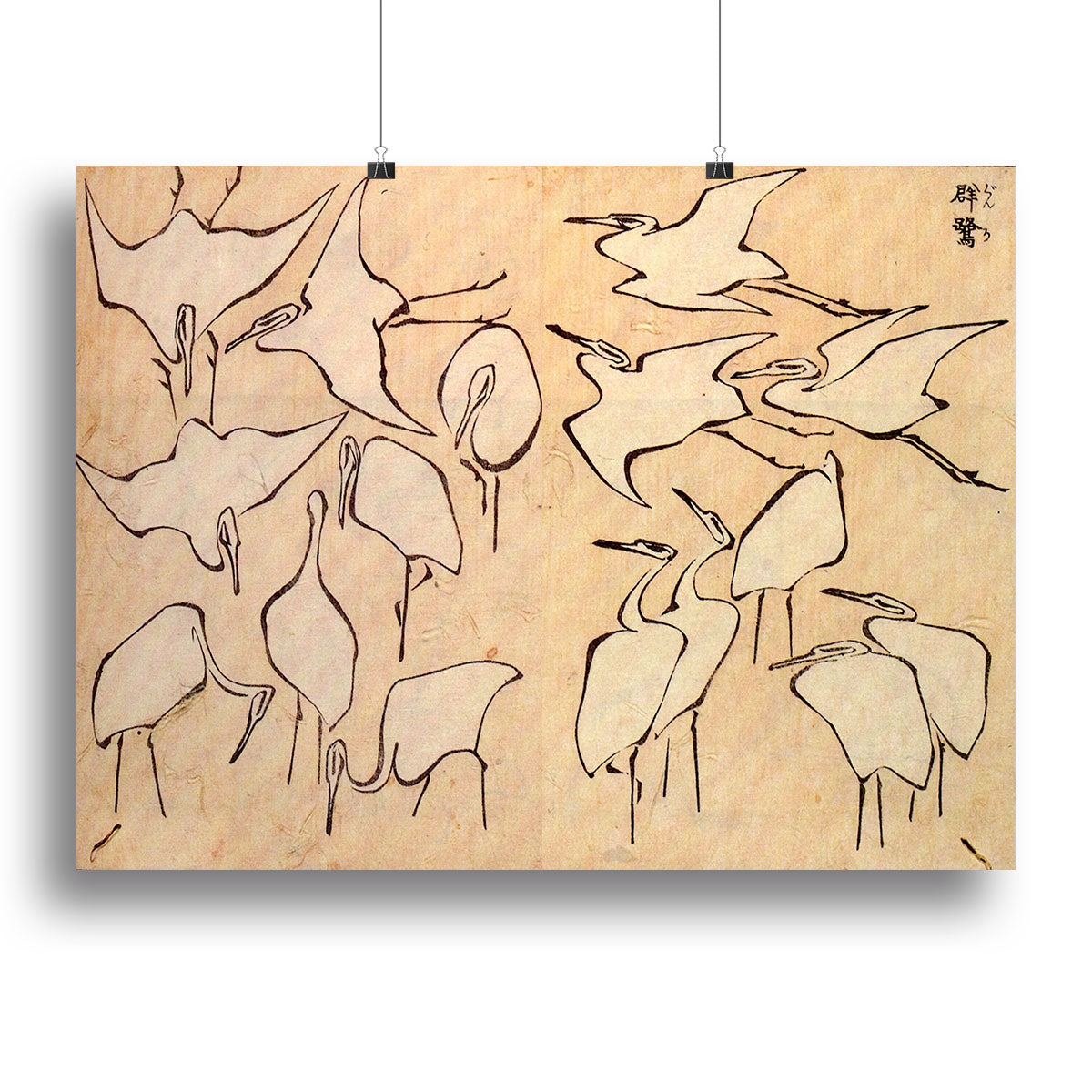 Cranes by Hokusai Poster - Unframed