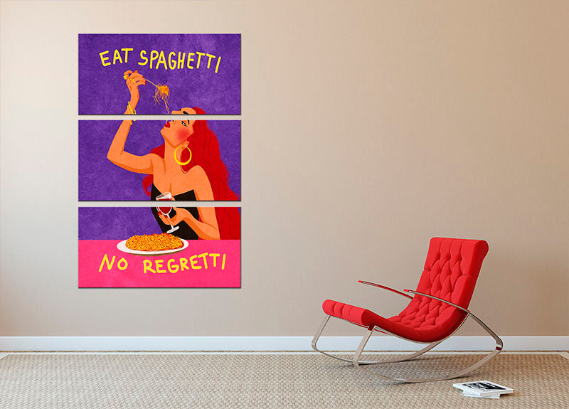 Eat spaghetti no regretti 3 Split Panel Canvas Print - Canvas Art Rocks - 2