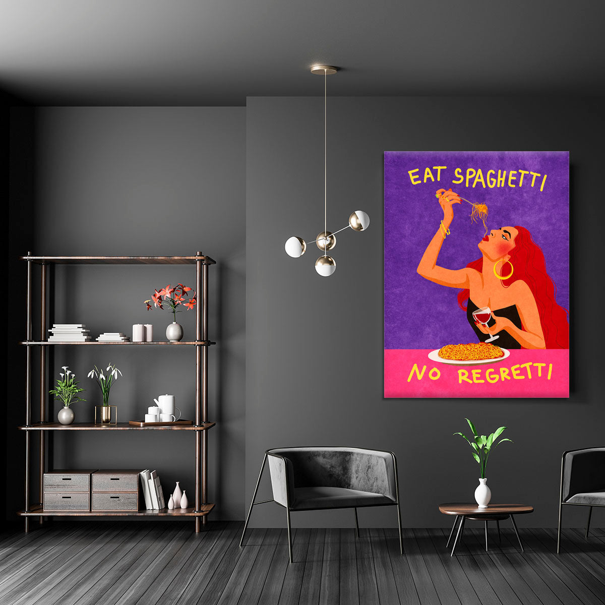 Eat spaghetti no regretti Canvas Print or Poster - Canvas Art Rocks - 5