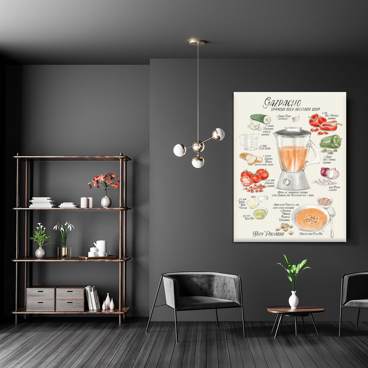 Gazpacho illustrated recipe in English Canvas Print or Poster - Canvas Art Rocks - 5