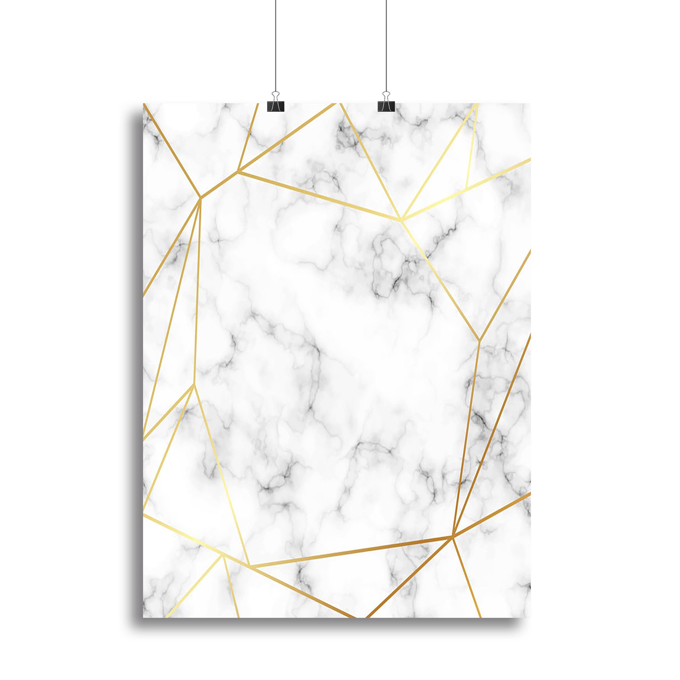 Geometric Gold Patterned Marble Poster - Unframed