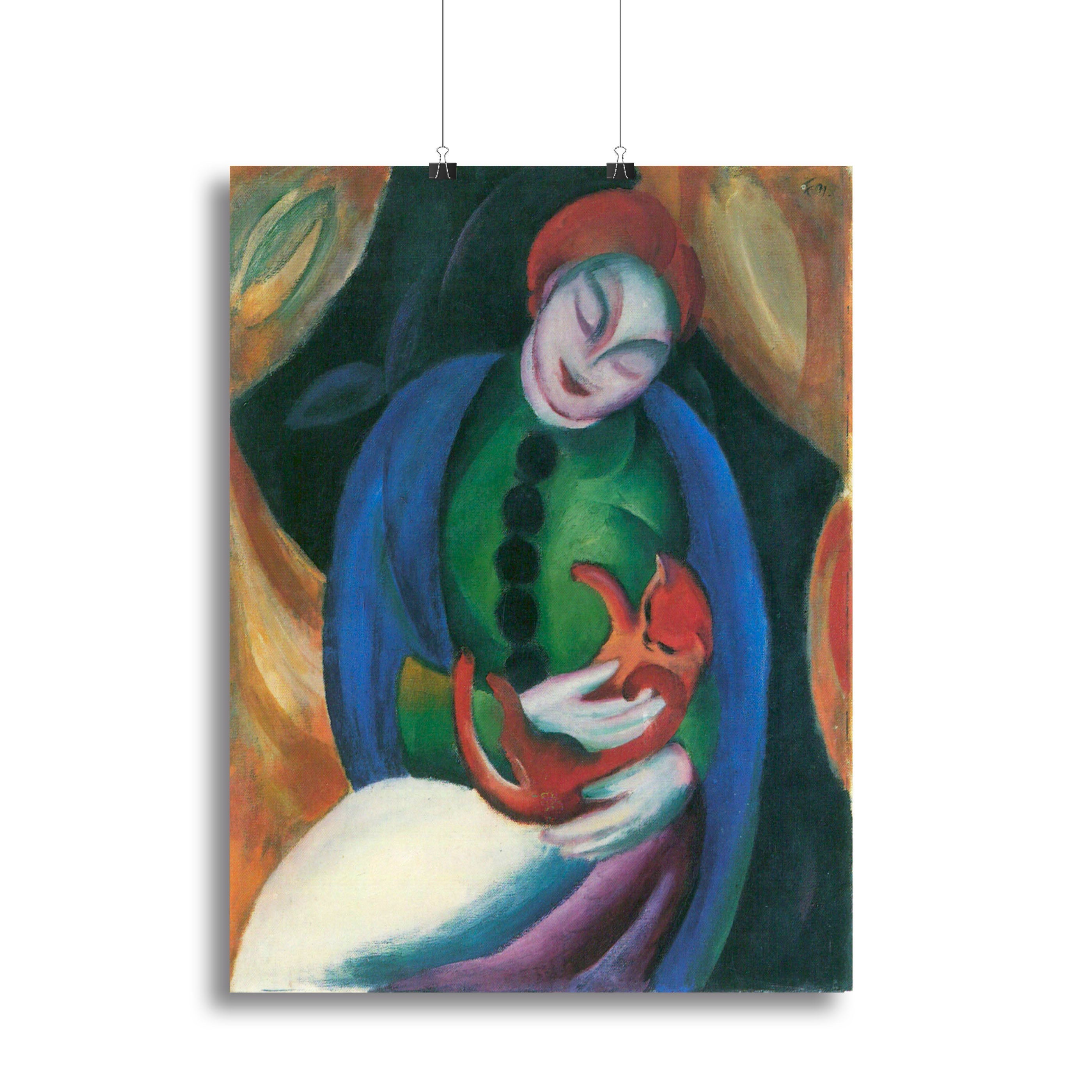 Girl with a Cat II by Franz Marc Poster - Unframed