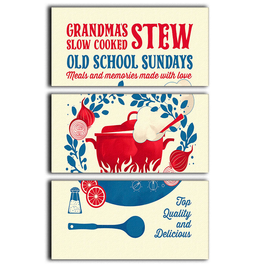 Grandmas Stew kitchen print 3 Split Panel Canvas Print - Canvas Art Rocks - 1