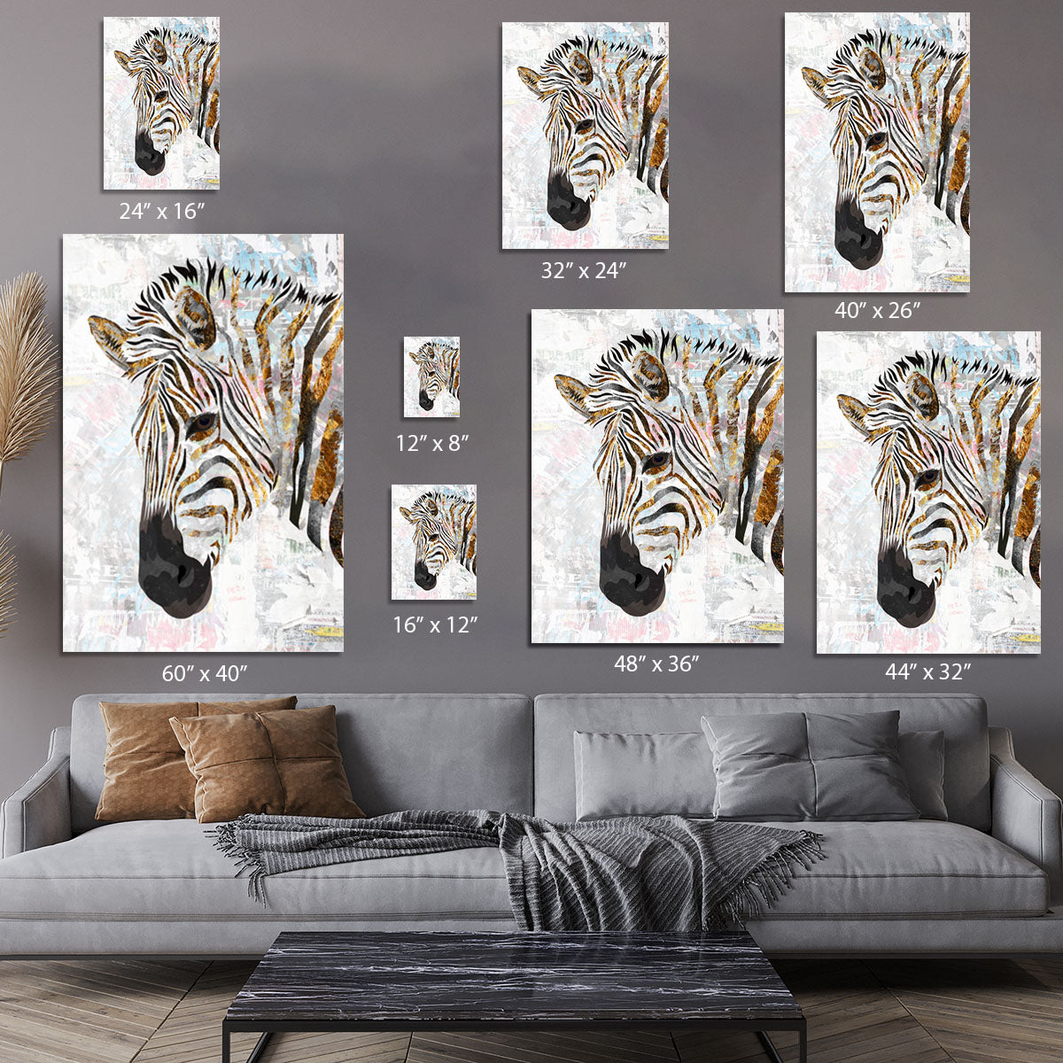 Grunge gold zebra Canvas Print or Poster - 1x - 7