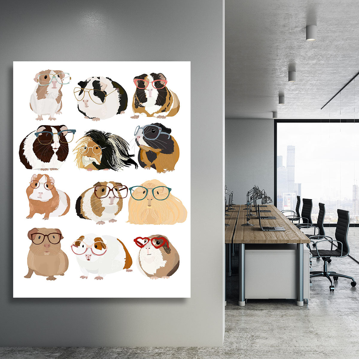 Guinea Pig in Glasses Canvas Print or Poster - 1x - 3