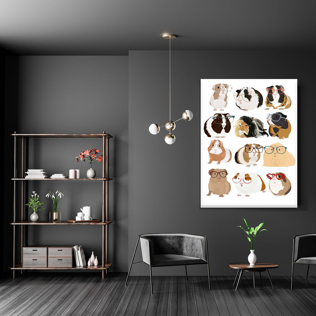 Guinea Pig in Glasses Canvas Print or Poster - 1x - 5