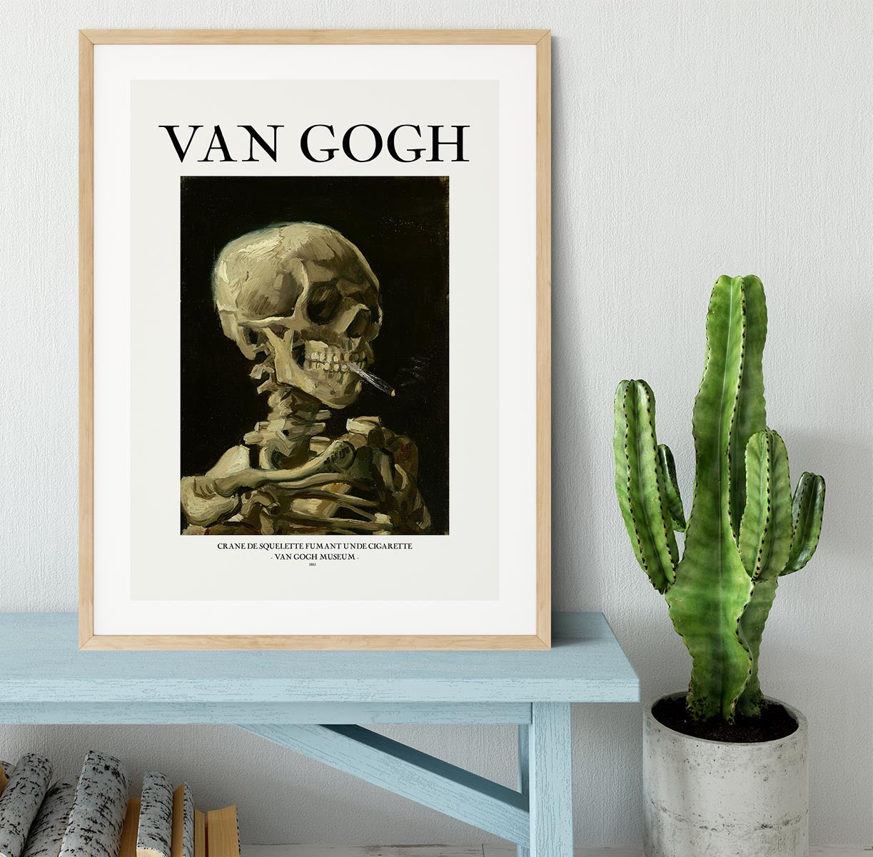 Head of a skeleton with a burning cigarette Titled Framed Print - Canvas Art Rocks - 3