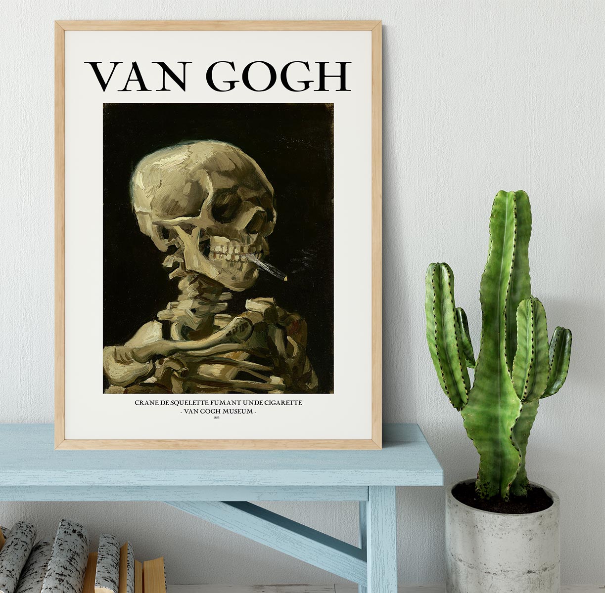 Head of a skeleton with a burning cigarette Titled Framed Print - Canvas Art Rocks - 4