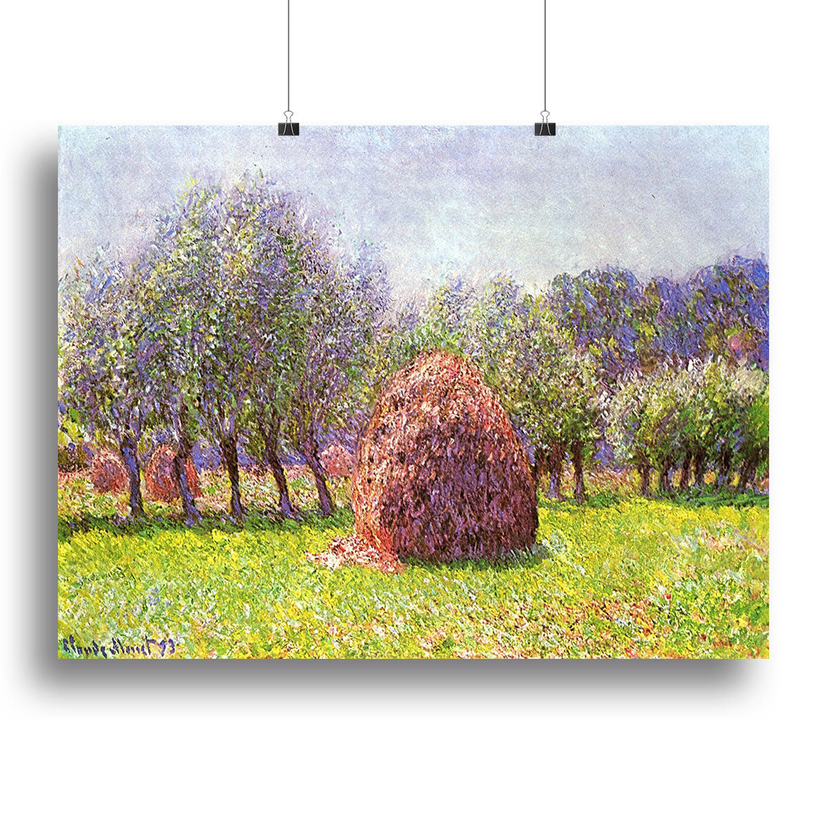 Heap of hay in the field by Monet Poster - Unframed