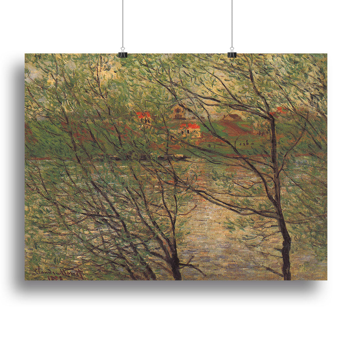 His bank the Ile de la Grande Jatte by Monet Poster - Unframed