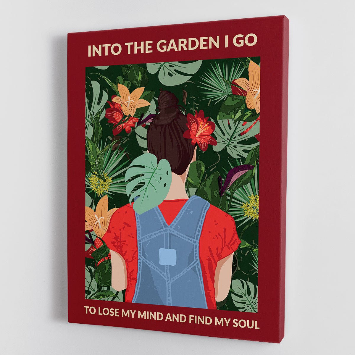 Into the Garden brunette a Burgundy Canvas Print or Poster - 1x - 1