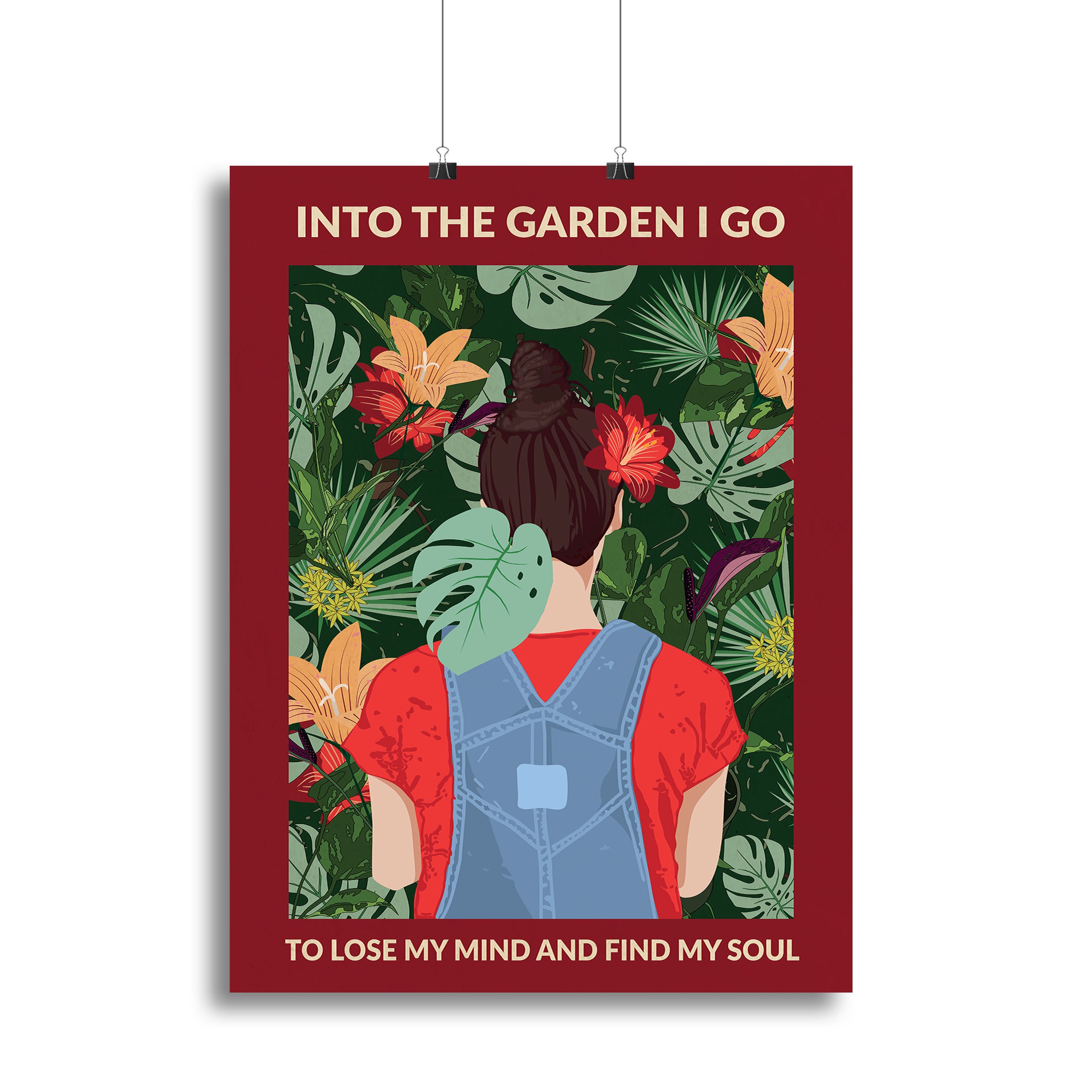 Into the Garden brunette a Burgundy Canvas Print or Poster - 1x - 2