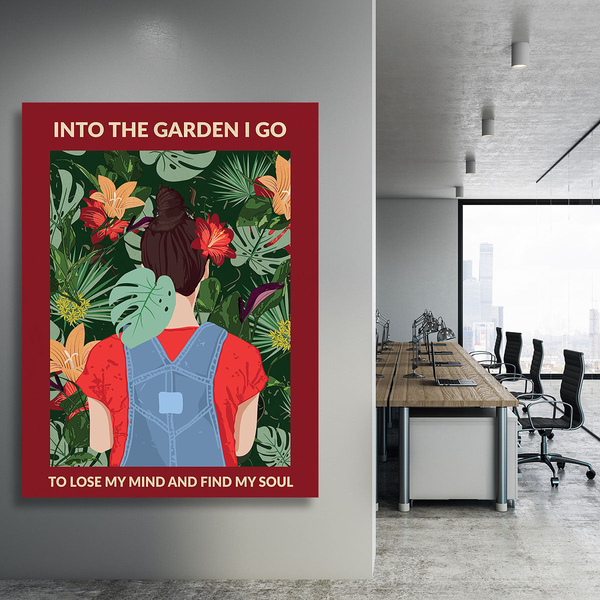 Into the Garden brunette a Burgundy Canvas Print or Poster - 1x - 3