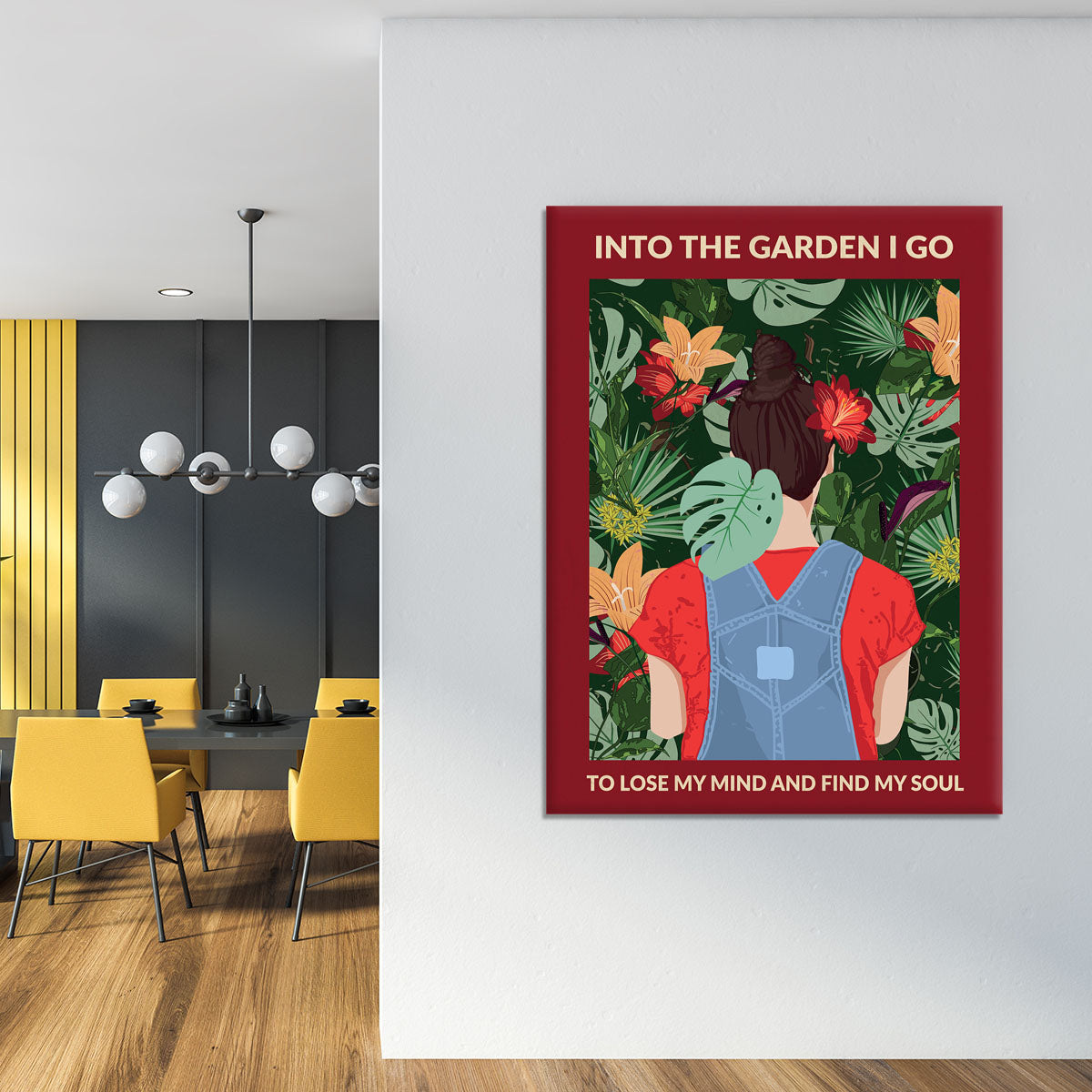 Into the Garden brunette a Burgundy Canvas Print or Poster - 1x - 4
