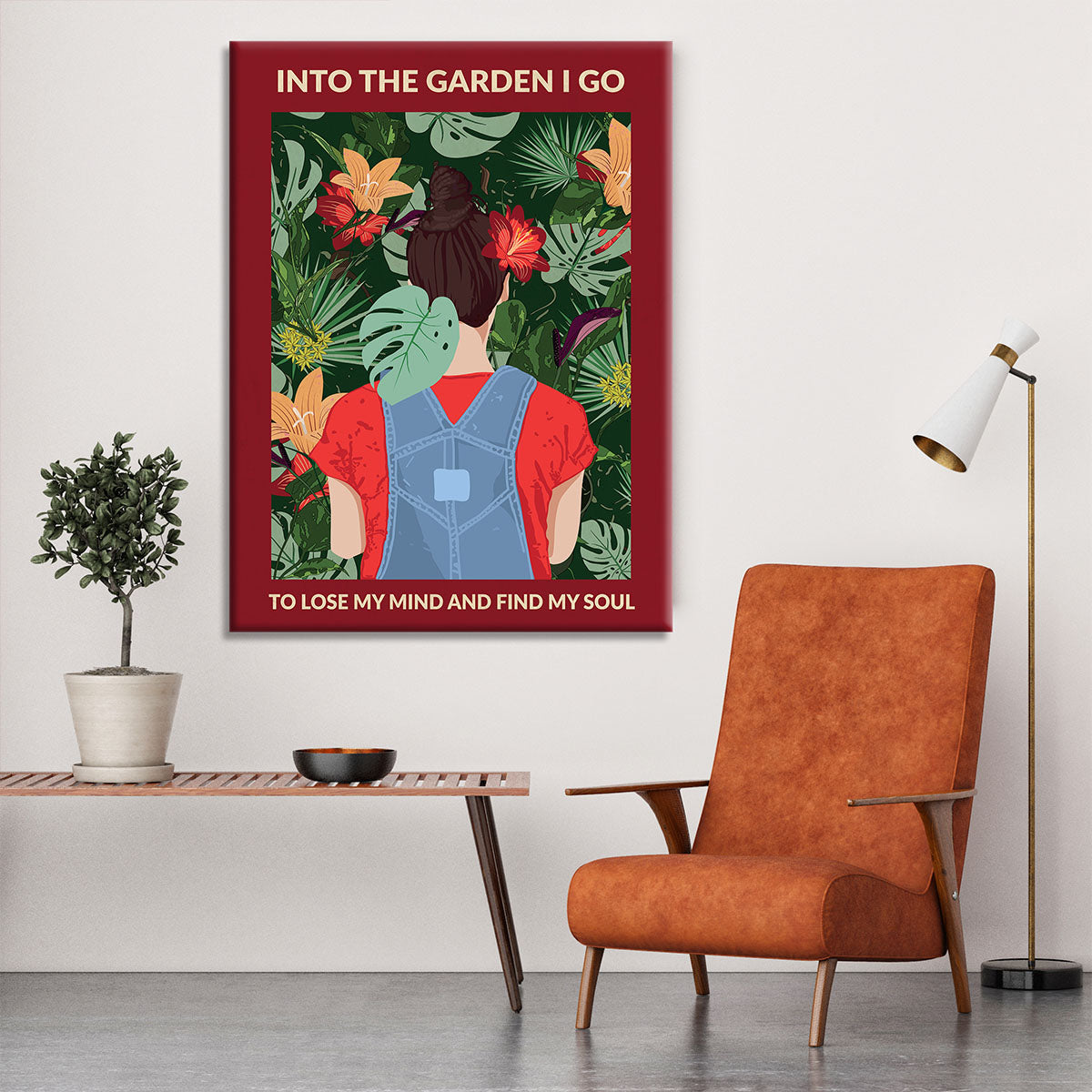 Into the Garden brunette a Burgundy Canvas Print or Poster - 1x - 6