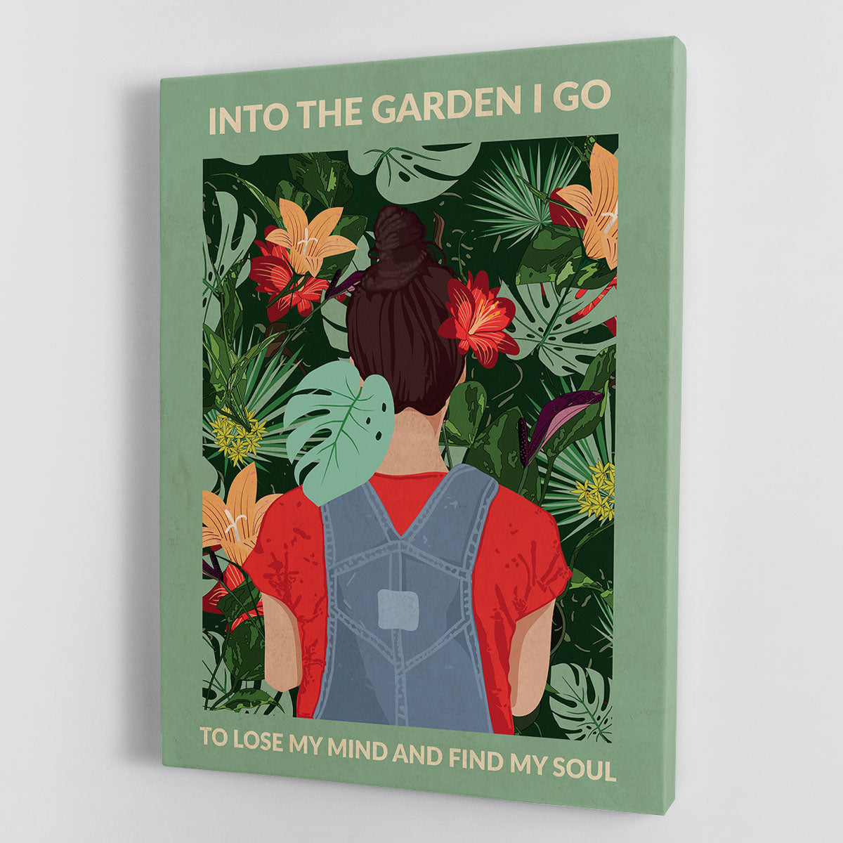 Into the Garden brunette a Light Green Canvas Print or Poster - 1x - 1