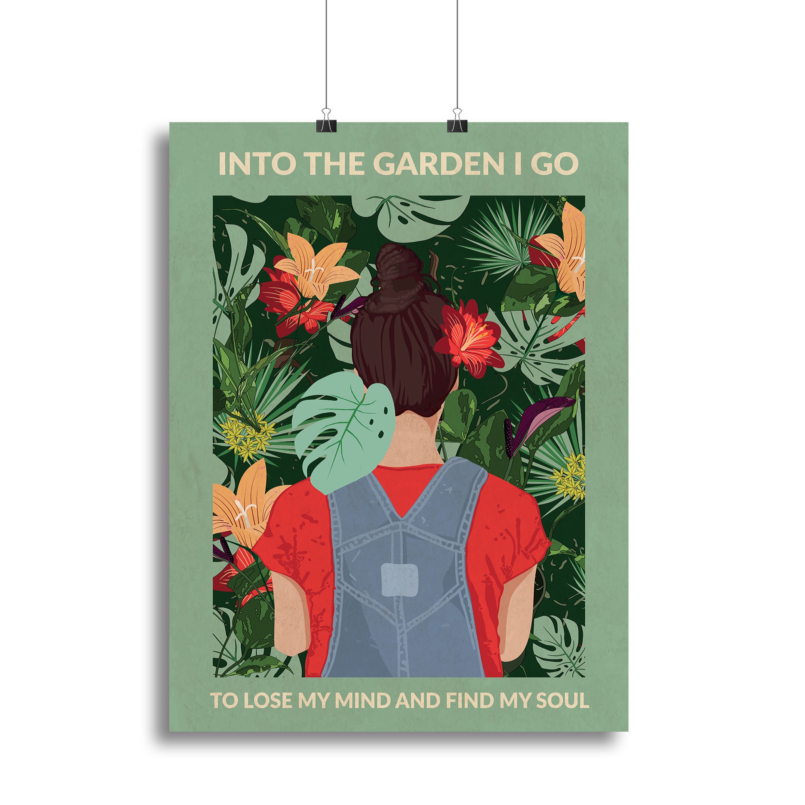 Into the Garden brunette a Light Green Canvas Print or Poster - 1x - 2