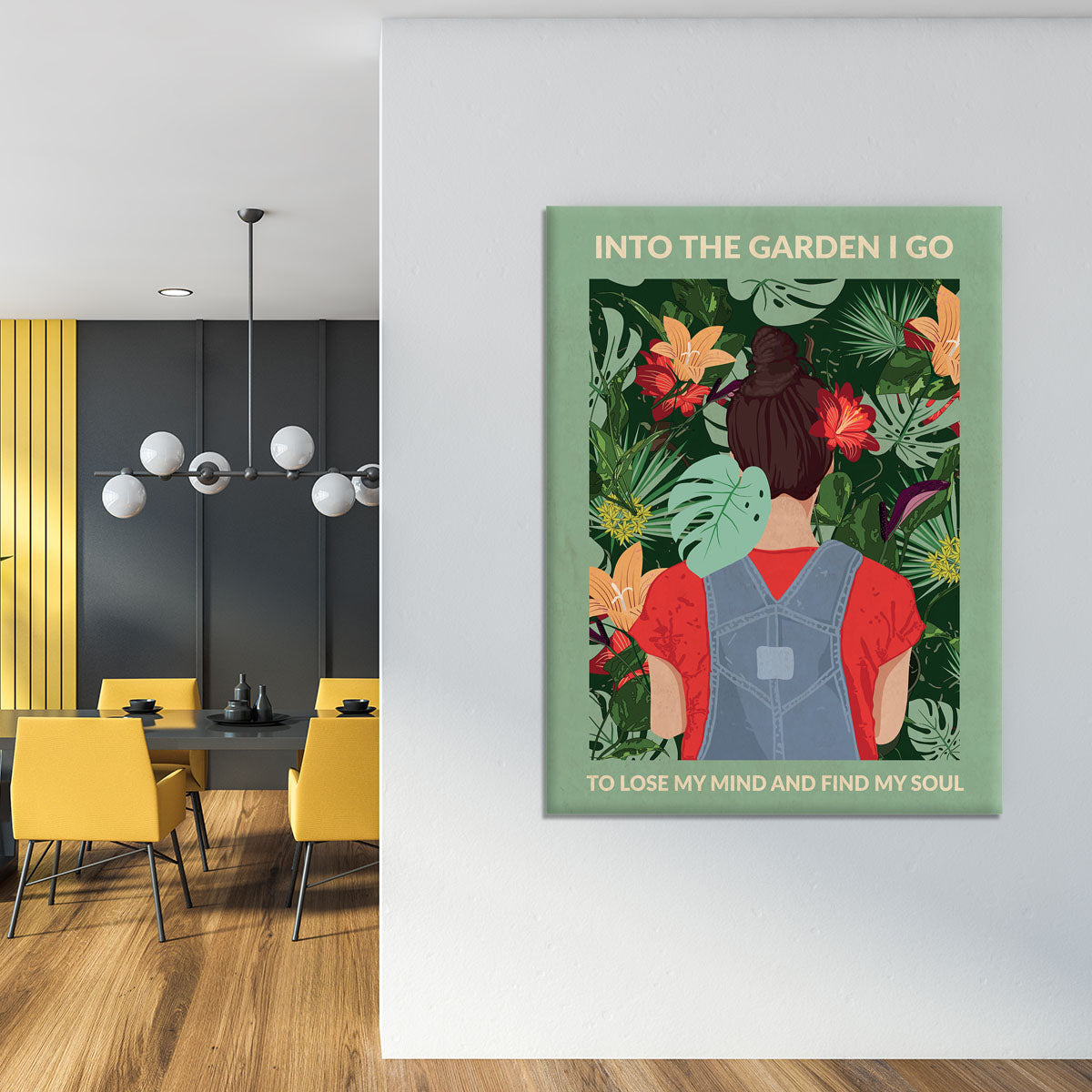 Into the Garden brunette a Light Green Canvas Print or Poster - 1x - 4