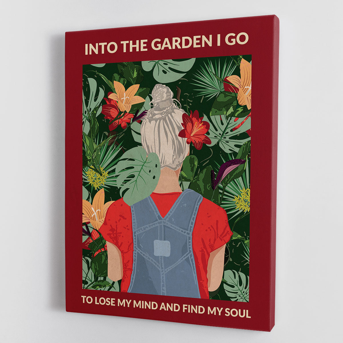 Into the Garden grey a Burgundy Canvas Print or Poster - 1x - 1