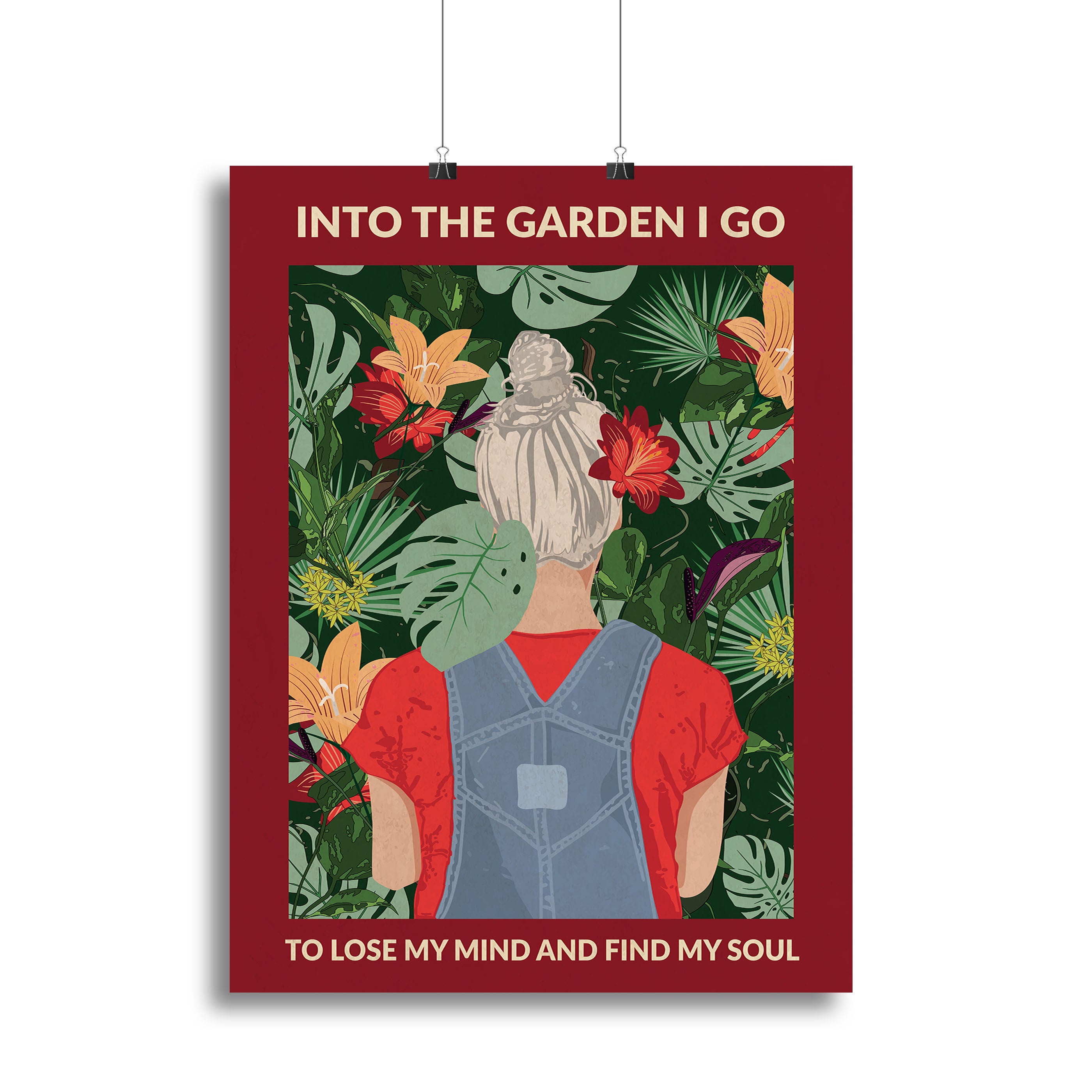 Into the Garden grey a Burgundy Canvas Print or Poster - 1x - 2