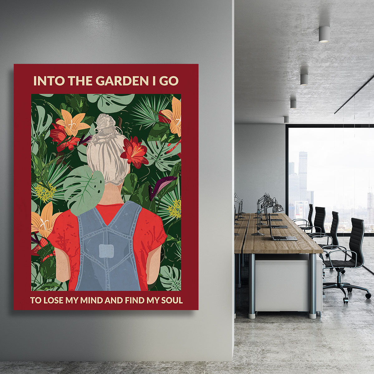 Into the Garden grey a Burgundy Canvas Print or Poster - 1x - 3