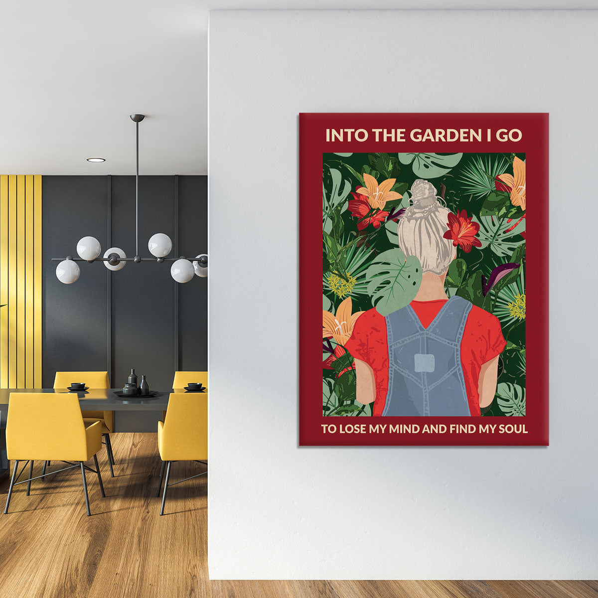 Into the Garden grey a Burgundy Canvas Print or Poster - 1x - 4