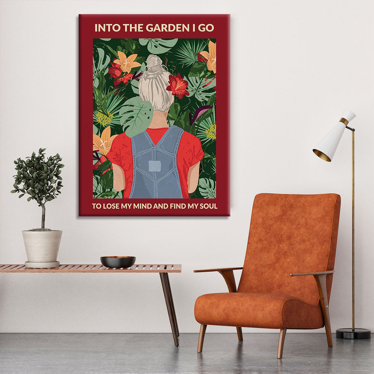 Into the Garden grey a Burgundy Canvas Print or Poster - 1x - 6